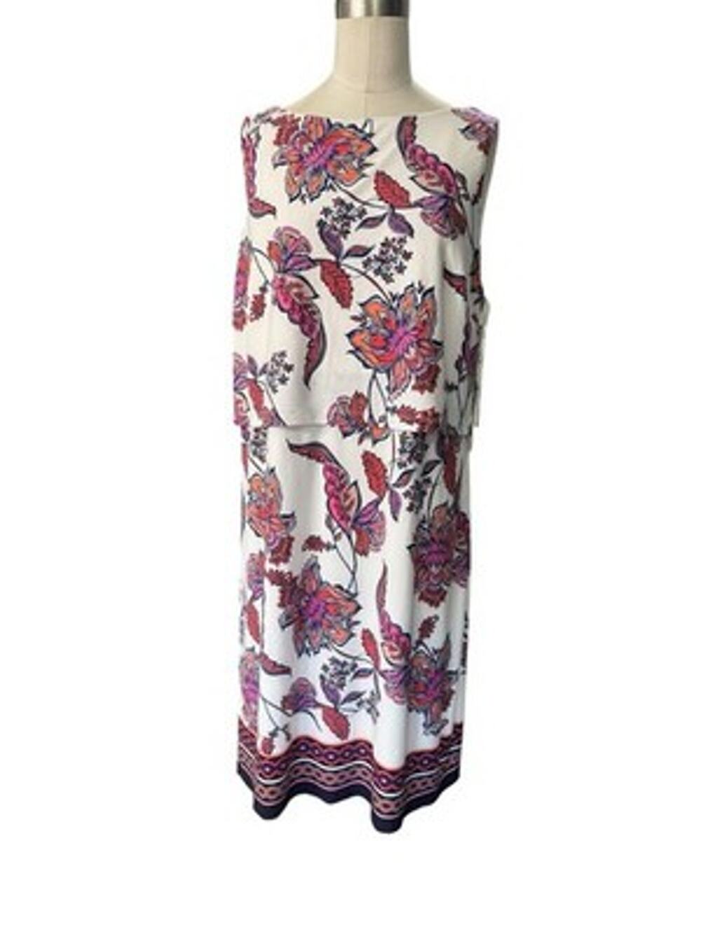 Vince Camuto Women's 14 Floral Tiered Sheath Dress White Pink Orange NWT
